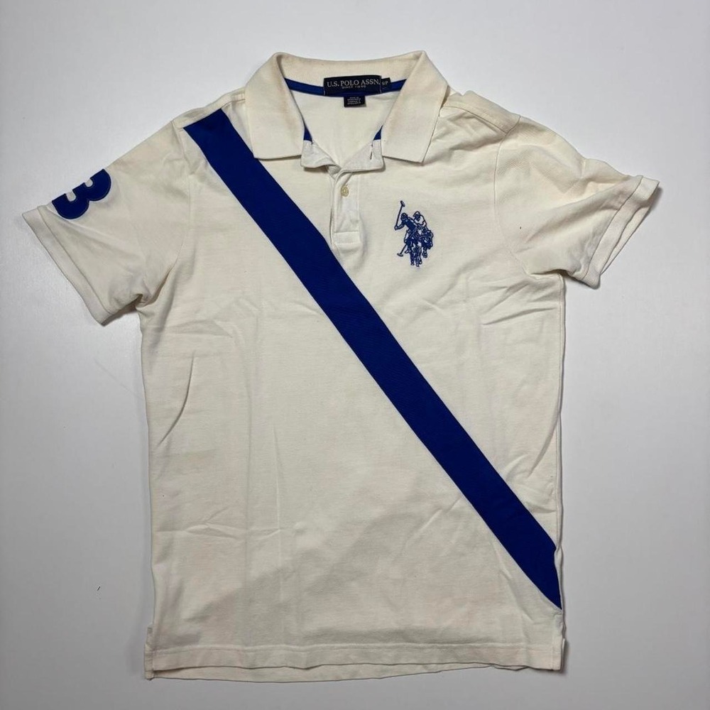 Cream & Blue U.S. Polo Assn. Big Logo Polo Shirt - S